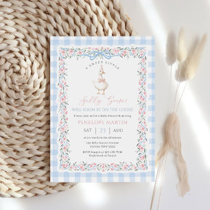 Dummer-Gans-Gingham-Enten-Geschlechtsneutrale Baby Einladung