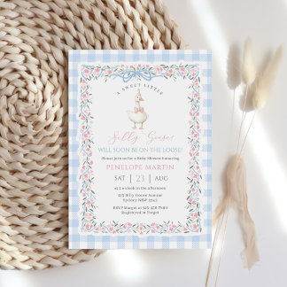 Dummer-Gans-Gingham-Enten-Geschlechtsneutrale Baby Einladung