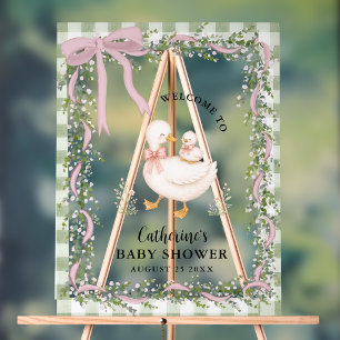 Dummer-Gans-Gingham-Willkommens-Baby-Party Acrylschild