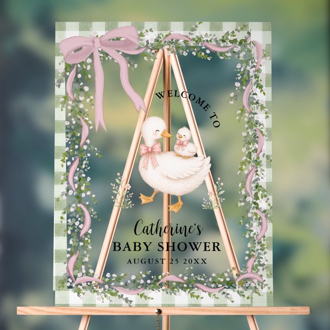 Dummer-Gans-Gingham-Willkommens-Baby-Party Acrylschild (Von Creator hochgeladen)
