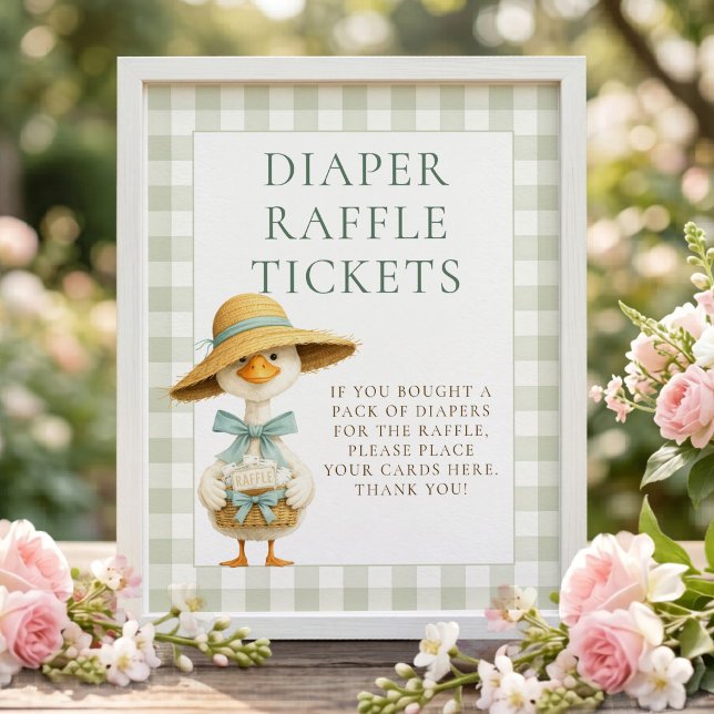 Dummer Gans-Gingham-Windel-Raffle-Baby-Shower-Schi Poster (Von Creator hochgeladen)