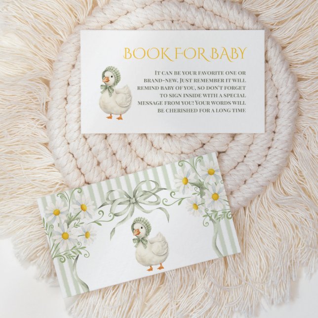 Dummer Gans Grün Neutrales Buch Für Baby Shower Begleitkarte (Von Creator hochgeladen)