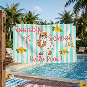 Dummer Gans Hallo Poolparty Streifen Banner
