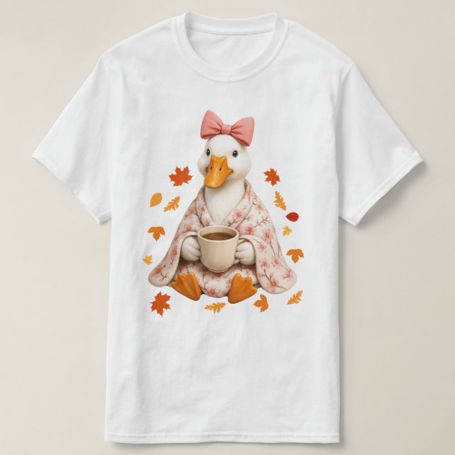 Dummer Gans  Herbst Kaffee Kirschblüten-Decke  T-Shirt (Design vorne)