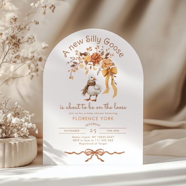 Dummer Gans Herbstbogen Baby Shower Einladung (Von Creator hochgeladen)