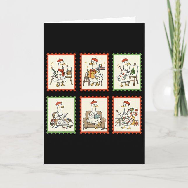 Dummer-Gans-Kunstlehrer-Weihnachten-Stempel-Maleri Karte (Vorderseite)