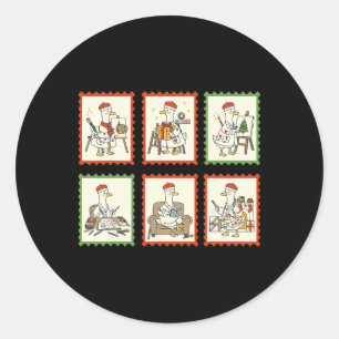 Dummer-Gans-Kunstlehrer-Weihnachtsstempel-Maler Ar Runder Aufkleber