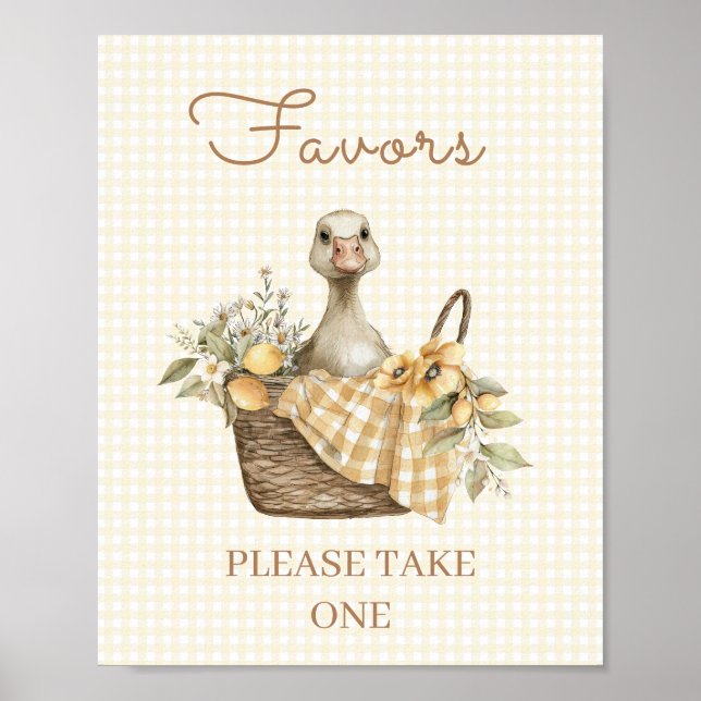 Dummer Gans-Limonen-Baby-Shower-Geschenke-Schild Poster (Vorne)