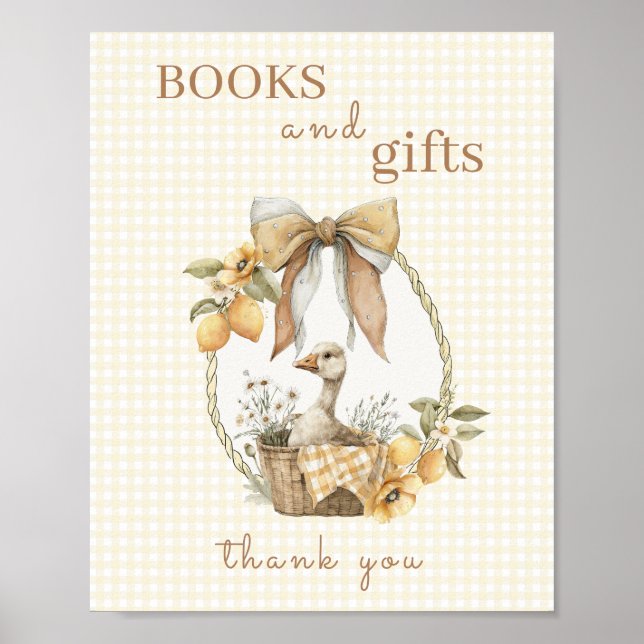Dummer Gans-Limonien-Baby-Shower-Bücher-und-Gesche Poster (Vorne)