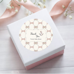 Dummer Gans Preppy-Bow-Baby-Party Runder Aufkleber