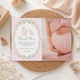 Dummer Gans Rosa Baby Mädchen Shower Foto Dankeskarte