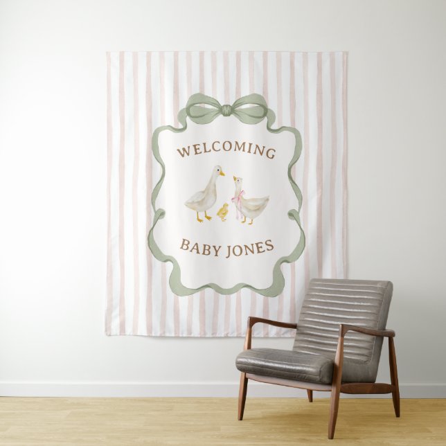 Dummer Gans Rosa Babyparty-Banner Wandteppich (Beispiel)