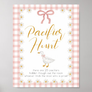 Dummer Gans Rosa Gingham-Baby-Party-Sauger-Jagd Poster