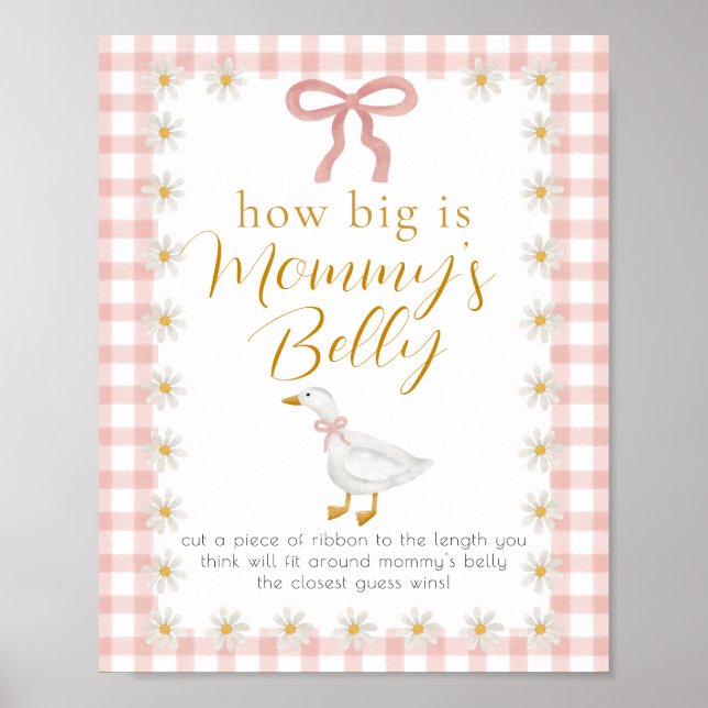 Dummer Gans Rosa Gingham Baby Shower Bauch Raten  Poster (Vorne)