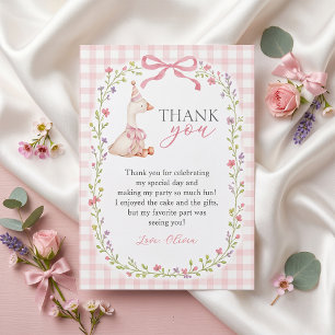 Dummer-Gans-Rosa-Gingham-Geburtstags-Dankeschön-Ka Dankeskarte
