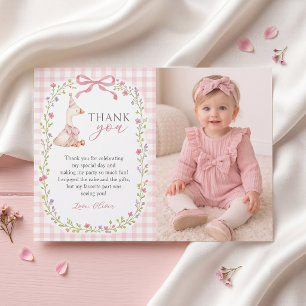 Dummer-Gans-Rosa-Gingham-Geburtstags-Dankeskarten Dankeskarte