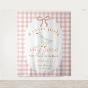 Dummer Gans Rosa Gingham Mädchen Baby Shower Hinte Wandteppich