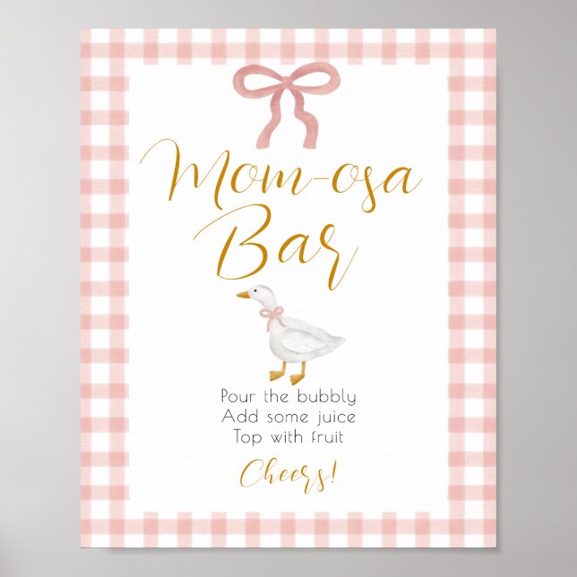 Dummer Gans Rosa Gingham Mimosa-Stationsschild Poster (Vorne)