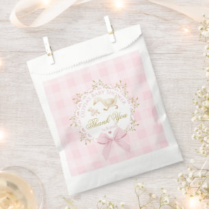 Dummer Gans Rosa Gingham-Schleife Baby Shower Dank Geschenktütchen