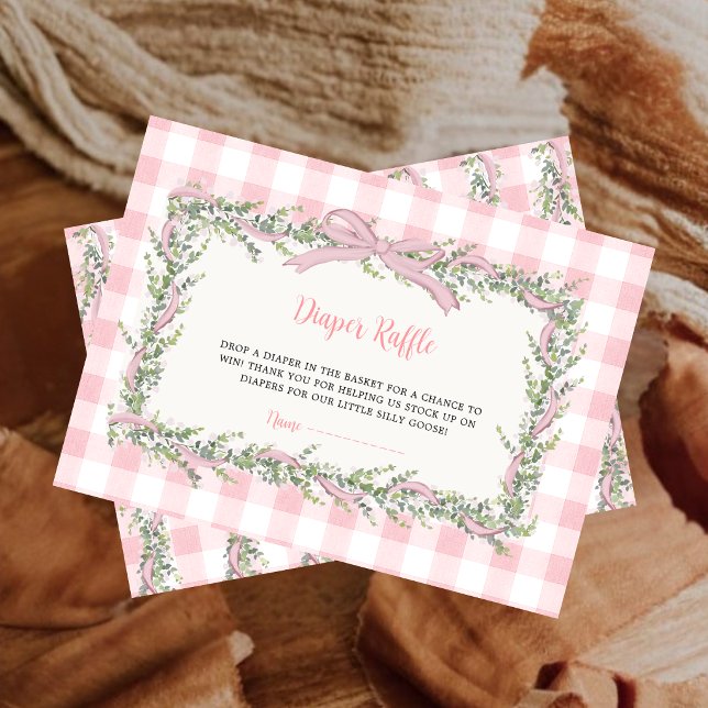 Dummer Gans Rosa Gingham-Windel-Raffle-Ticket Begleitkarte (Von Creator hochgeladen)
