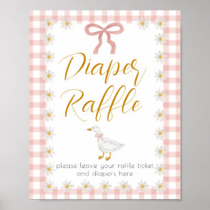 Dummer Gans Rosa Gingham-Windelraffle-Schild Poster