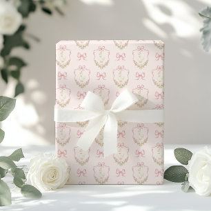 Dummer Gans Rosa Schleifen-Wappen Vintage Babypart Geschenkpapier