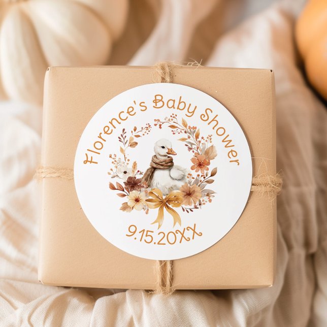 Dummer Gans Rustikaler Bogen Baby Shower Danke Runder Aufkleber (Von Creator hochgeladen)