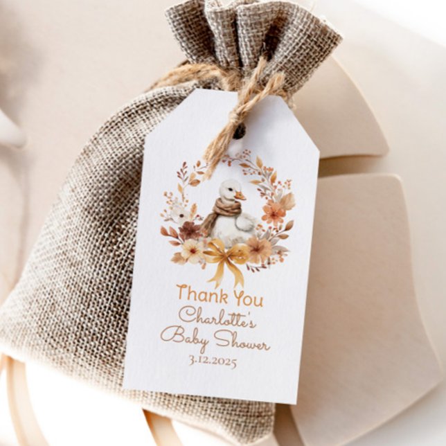 Dummer Gans Rustikaler Herbst-Baby Shower Danke Geschenkanhänger (Von Creator hochgeladen)
