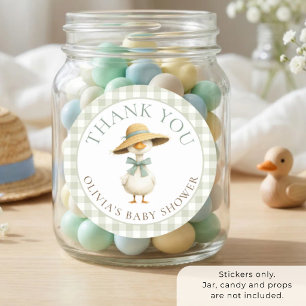 Dummer Gans-Sage-Gingham-Danke-Baby-Party  Runder Aufkleber
