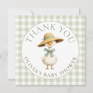 Dummer Gans Salbei Gingham Danke Baby Shower  Karte