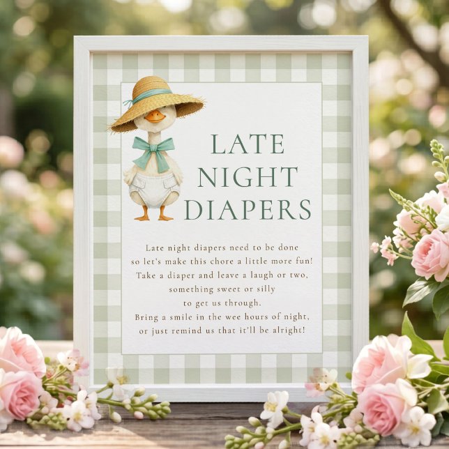 Dummer Gans Spätabend-Windeln Babyshower-Schild Poster (Von Creator hochgeladen)