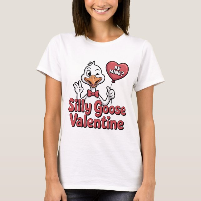 Dummer Gans Valentinstag Shirt - Süße zwinkernden  (Vorderseite)