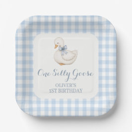 Dummer Gans Vintage blau 1. Geburtstag Pappteller