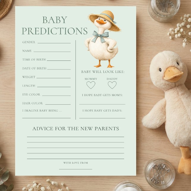 Dummer-Gans-Vorhersagen Baby Shower Spielkarte Einladung (Von Creator hochgeladen)