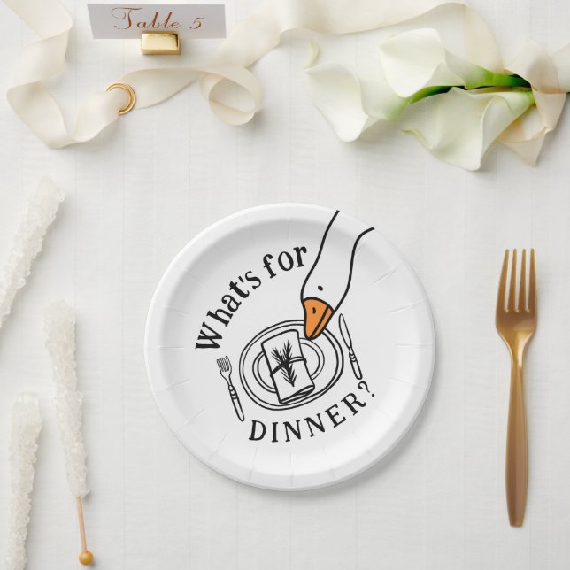 Dummer Gans Was gibt's zum Abendessen Pappteller (Hochzeit)