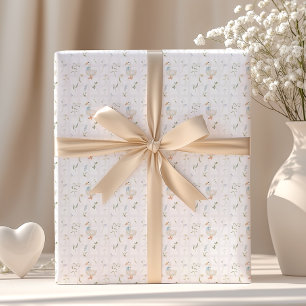 Dummer Gäns Wildblumen Gingham Jungen Babyparty Geschenkpapier
