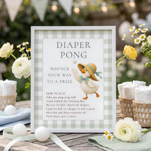 Dummer Gans-Windel-Pong-Spiel-Baby-Shower-Schild Poster