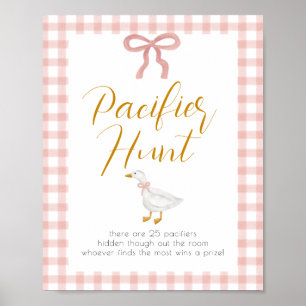 Dummer Gänschen Rosa Gingham-Baby-Party Schnuller- Poster