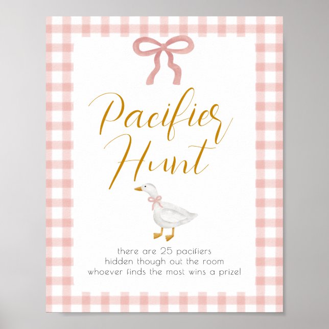 Dummer Gänschen Rosa Gingham-Baby-Party Schnuller- Poster (Vorne)