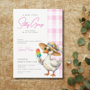 Dummer Gänschen Rosa Gingham-Hut Eis-Baby-Party Einladung