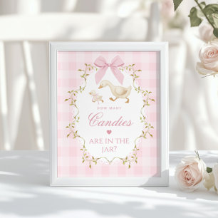 Dummer Gänschen Wie viele Bonbons Rosa Gingham-Sch Poster