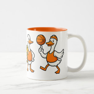 Dummer Gänse-Basketball Lustiger Gänse-Hoop Vinta Zweifarbige Tasse