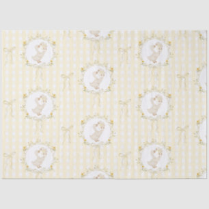 Dummer Gänse-Gelb-Gingham-Wildblumen-Baby-Party Seidenpapier