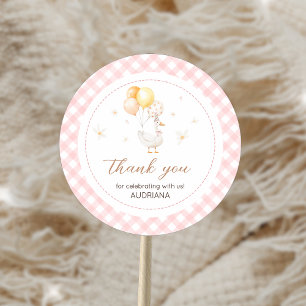 Dummer-Gänse-Gingham-Birthday-Pary Runder Aufkleber