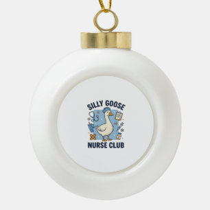 Dummer Gänse-Krankenschwester-Club Lustiges Kranke Keramik Kugel-Ornament