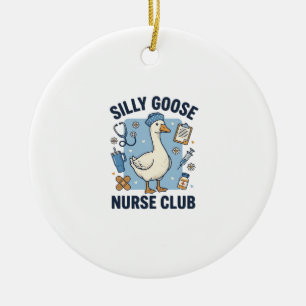 Dummer Gänse-Krankenschwester-Club Lustiges Kranke Keramik Ornament