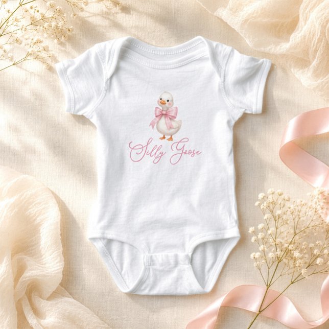 Dummer Gänse-Rosa-Bogen Baby Strampler (Von Creator hochgeladen)