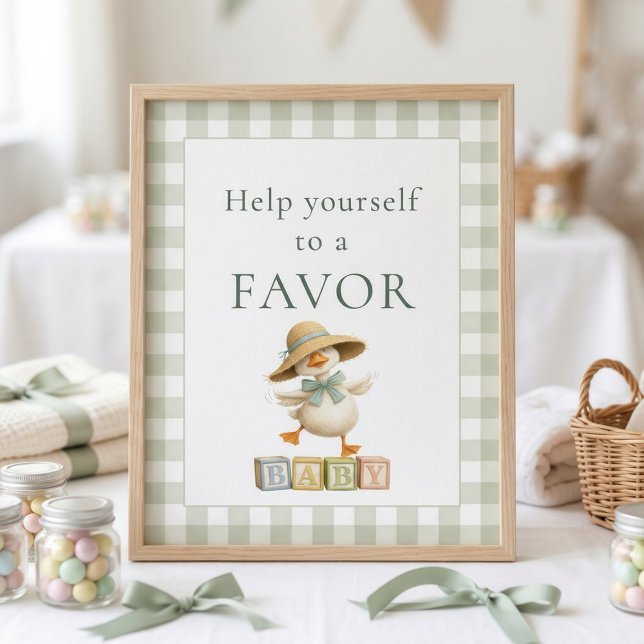 Dummer Gänse-Salbei-Gingham-Geschenk-Schild Baby-P Poster (Von Creator hochgeladen)