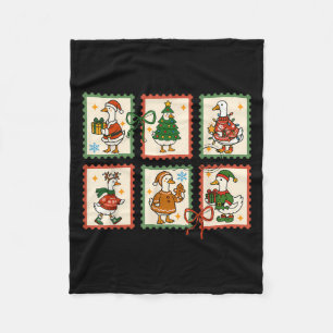 Dummer Gänse-Santa-Weihnachtsstempel Süßer fröhlic Fleecedecke