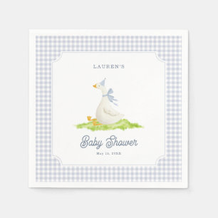 Dummer Gänseblauer Gingham-Baby-Shower-Servietten Serviette
